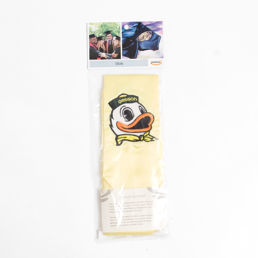 Classic Oregon O, Josten's, Yellow, Stole of Gratitude, Grad, Lemon, Duck Mascot, 137490